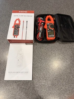 Multímetro de abrazadera digital Eventek ET820 probador de voltaje AC/DC con cables y estuche  Foto 1 de 4