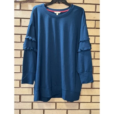 Matilda Jane Blue Ruffle Sleeve Sweatshirt Tunic Top Women's Size S - Image 1 of 4