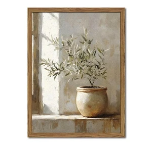 Framed Vintage Olive Tree Wall Art, 3D Textured Sandstone Botanical Pictures ... - Bild 1 von 9