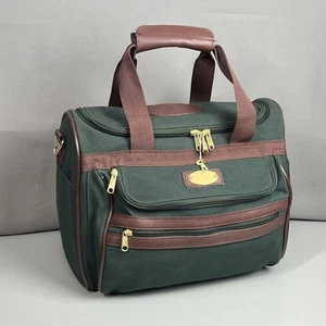 Vtg Orvis Battenkill Small Overnight Green Bag Travel Carry On Leather Canvas - Picture 1 of 24