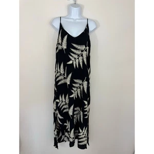 Fifteen Twenty Black Leaf Embroidered Midi Slip Dress Women’s Large - Picture 1 of 6