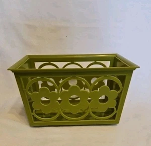 Vintage MCM Harvest Avocado Green Daisy Serviettenhalter Korb 1960’s/70’s Rarität - Bild 1 von 5