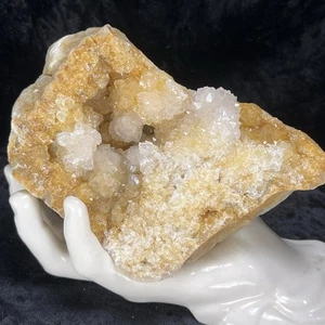 Racimo de cristal de cuarzo geoda de 5-1/3" natural dorado hierro citrino muestra mineral - Imagen 1 de 12