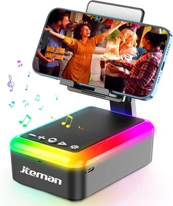 Cadeaux pour Homme Femme, Support de Téléphone Portable avec Haut-Parleur Bluetooth et Lumière, Portable - Photo 1 sur 7