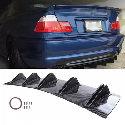 Difusor de parachoques trasero fibra de carbono tiburón 5 aletas alerón divisor labio para M3 E46 Foto 1 de 4