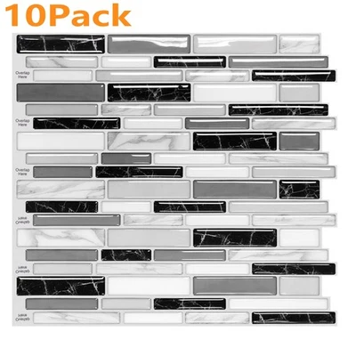 Azulejos de pared autoadhesivos de 10 hojas para salpicadero de pelar azulejos para cocina y baño Foto 1 de 4