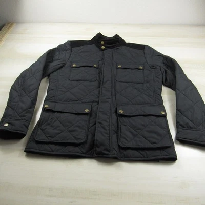 Chaqueta J Crew Para Hombre Pequeña Negra Acolchada Cremallera Completa A Presión Utilidad Tareas Campo Granero Foto 1 de 4