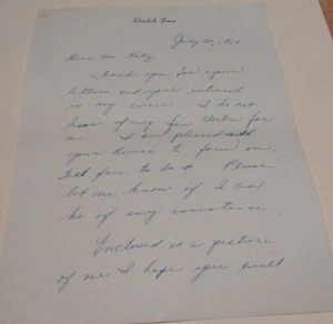 AUTOGRAPH LETTER ELIZABETH JAMES TO A FAN 1968 - Picture 1 of 2