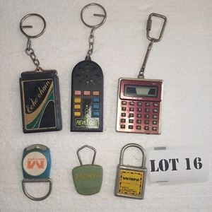 Lot 6x Vintage Keychains Mini Calculator, Remote Toy, Coin Holder, Lock LOT 16 - Picture 1 of 7