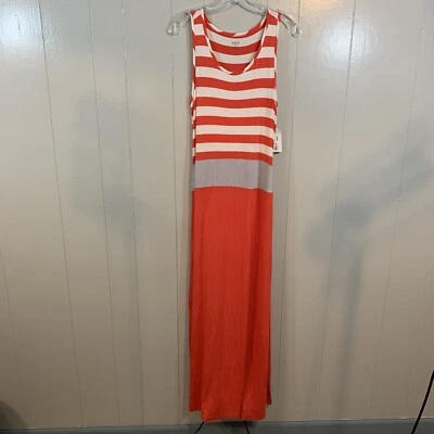 a.n.a Naranja Multi Rayas Tejido Cuello Redondo Informal Maxi Vestido Sin Mangas Mediano NUEVO  Foto 1 de 4