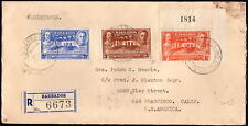 Barbados - 1939 - 3 Tercentenary Issues on Registered Commercial George VI Cover