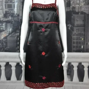 Vestido Sue Wong / Talla 12 Negro y Rojo Sin Mangas con Adorno Espejado - Imagen 1 de 9