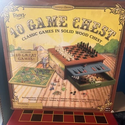 Fundex 10 In 1 Game Chest Really Nice Game Wooden Box - Image 1 of 4
