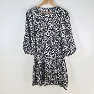 French connection dress womens 10 black speckled 3/4 sleeve shift viscose 104654 - Picture 1 of 8