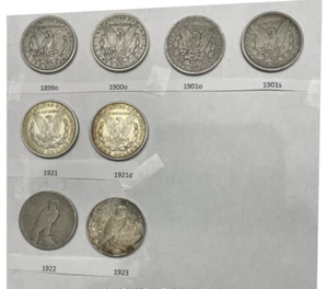 Morgan Dollar lot of 6/Peace Coin Lot of 2 - Picture 1 of 2