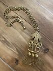 Vintage Carol Dauplaise Gold Tone Long Necklace 22” W/Tassels 4” Costume Jewelry