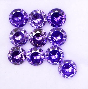 8.26 CTS Purple Cubic Zircon Round Cut 5 mm Lot 10 Pcs Loose Gemstones - Picture 1 of 4