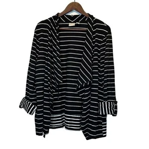 Zenergy Chicos 3 Jacket Size 16 XL Open Front Black White Stripe Top Cardigan - Picture 1 of 9