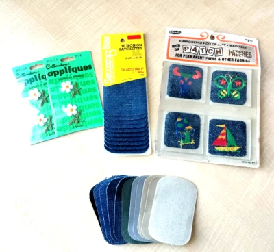 Vintage Lot Sew-on & Iron-on Hand Stitched Fabric Patches - Image 1 of 4