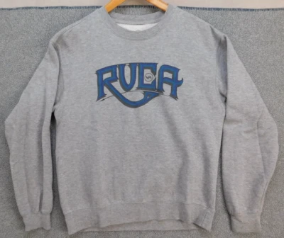 RVCA Artist Network Program Crew Sweatshirt Men's M Gray Logo Spellout Fleece - Image 1 of 4