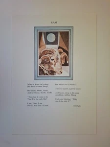 TED HUGHES GATO CUCO ANCHO POEMA R J LLOYD 1987 1/200 COPIAS OVEJAS RAM - Imagen 1 de 1