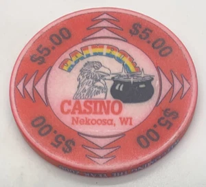 RAINBOW CASINO $5 Casino Juegos Poker Chip ~ Nekoosa, WI Dando la bienvenida al año 2000 - Imagen 1 de 4