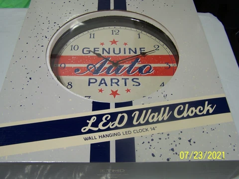 NEW Genuine Auto Parts Quartz Wall Clock 14" Dia. with LED Lights Black Bezel Cover