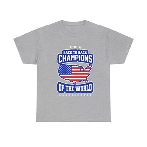 USA Champions of the World America Patriotic Unisex Heavy Cotton Tee - Picture 1 of 33