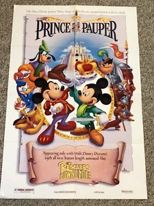Disney Prince and the Pauper Vintage Movie Theater Poster 1990 Double Sided - Picture 1 of 14