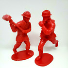 2 Red-Pnk Firefighter 4" Toy Action Figures Hard Plastic Gas Mask & Sledgehammer