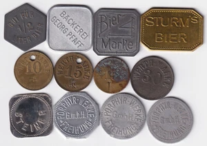 12x Biermarke Wertmarke Brotmarke Token Jeton Brauerei - Bild 1 von 2