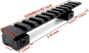 124mm Scope Mount 10 Slots Dovetail 11mm to 20mm Picatinny Rail Adapter - Picture 1 of 12
