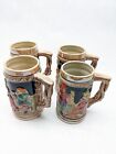 Vintage Collectable German Beer Stein Castle Ceramic Set Of Four Mugs ------A53*