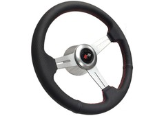 1969 - 1994 Chevy S6 Perforated Leather Steering Wheel Brushed Kit | Cross Flags