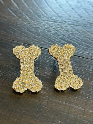 Винтажные серьги из собачьей кости с кристаллами Dorothy Bauer - Изображение 1 из 4