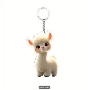Keyring Fashion Charm FLUFFY ALPACA 3.6cm x 5cm - Picture 1 of 2