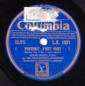 Szigeti; Lambert. Bartok (Portrait 1). Col LX 1531. NM(-) - Picture 1 of 1