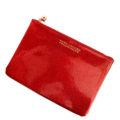 Marc Jacobs Fragrances Red Glitter Faux Leather Clutch Cosmetic Pouch - Image 1 of 4