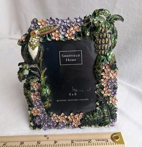 Tropical Picture Frame Sheffield Home Austrian Crystal Toucan Colorful Ornate - Picture 1 of 10