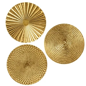 12" Gold Wall Décor Pack of 3 Metal Starbursts Radial Plate Wall Art Modern A... - Picture 1 of 6