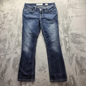 Pantalones de mezclilla BKE para mujer 31L azul Sabrina corte bota elásticos lavado medio bigotes - Imagen 1 de 11