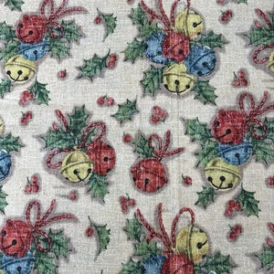 1.25 yd cotton fabric Christmas Bells Glitter XMAS Retro Style Springs Creative - Picture 1 of 5