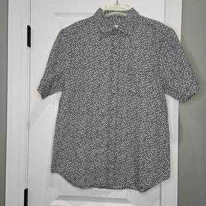 NUEVO CON ETIQUETAS Tommy Bahama Para hombres M Blanco y Negro Estampado Geométrico SS Camisa con Botones - Imagen 1 de 8