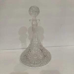Vintage Heavy Cut Crystal Ship Captains Decanter With Stopper 11.5” Tall - Picture 1 of 4