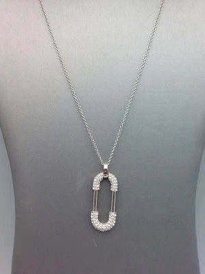 Collar Firmado Ann Taylor Tono Plata Ovalado Estrás Cubierto Superior e Inferior 32 Foto 1 de 4