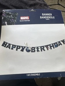 Black Panther Wakanda Forever Marvel Birthday Party Decoration Letter Banner New - Picture 1 of 4