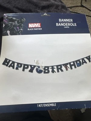 Black Panther Wakanda Forever Marvel Birthday Party Decoration Letter Banner New - Image 1 of 4