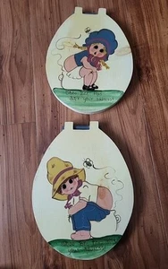 Handmade painted Bathroom Country Wooden Cabin His/hers Door Signs 10.5"×8" - Picture 1 of 5
