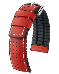 Hirsch Kautschukarmband Tiger L aus perforiertem Kalbsleder Quick Release mit Do - Picture 1 of 1