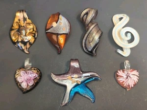 Lote De 7 Colgantes Collar Vidrio Soplado A Mano Estrella Clave Nota Corazón - Imagen 1 de 11
